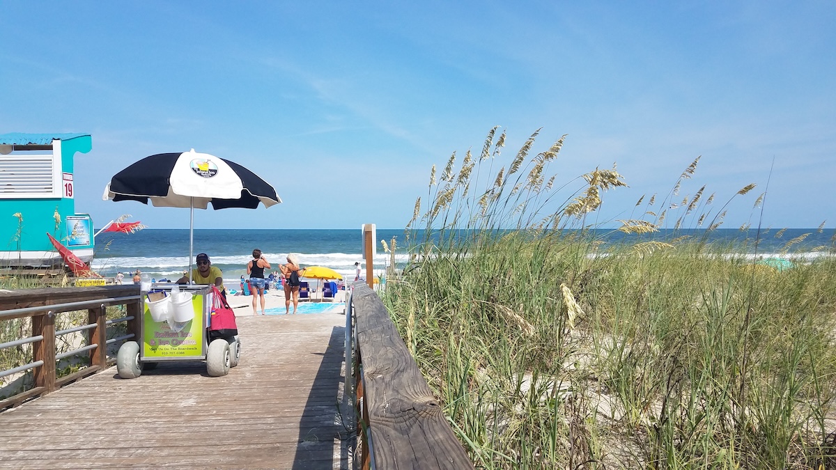 Island Ice cart viewed from the beach